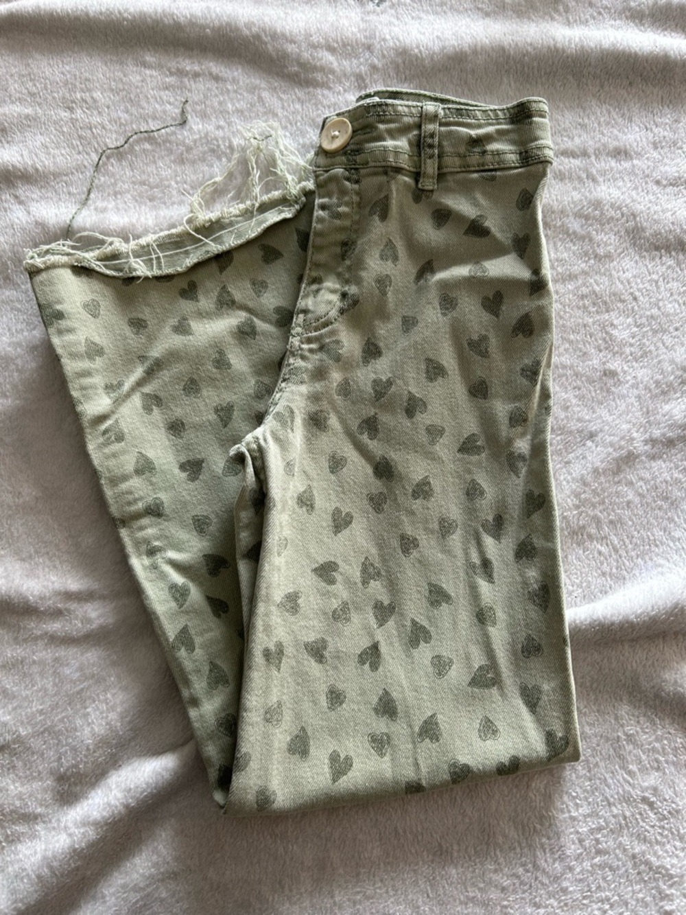 Kids Zara Green Heart Print Jeans